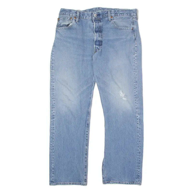 Levi's 501 Big E Jeans Distressed Mens Blue Regular Straight Stone Wash W34 L27 1