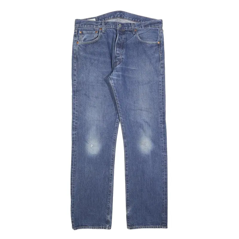 Levi's 501 Big E Mens Jeans Blue Regular Straight Denim Light W34 L32 Button 1