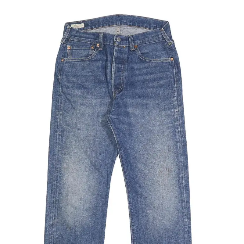 Levi's 501 Big E Mens Jeans Blue Regular Straight Denim Medium W28 L32 Button 2