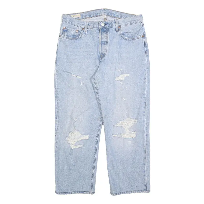 Levi's 501 Big E Womens Jeans Blue Regular Straight Denim Light W34 L27 1