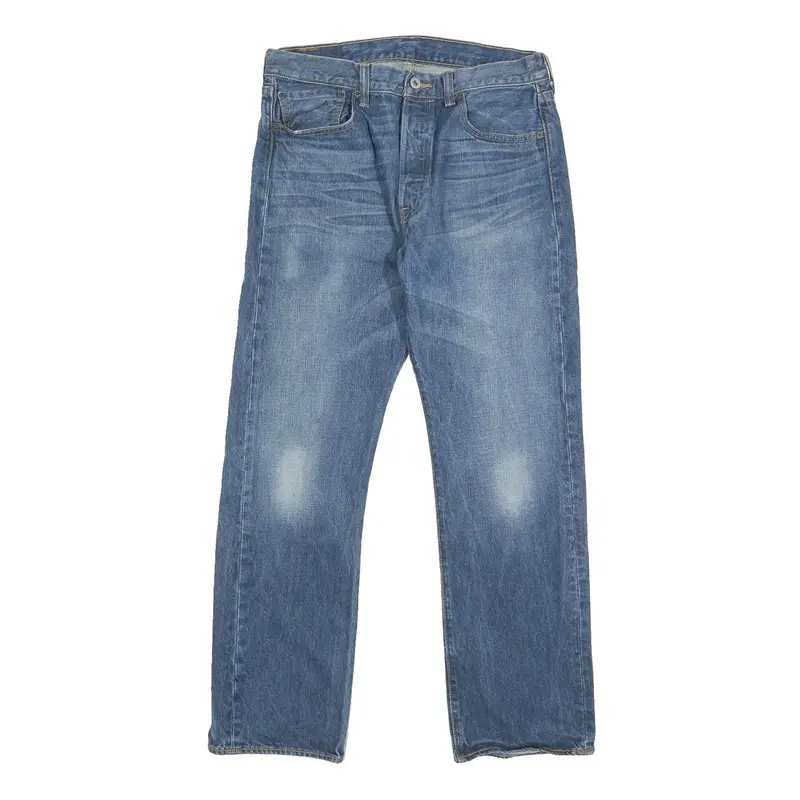 Levi's 501 Mens Blue Regular Straight Denim Medium W33 L30 Button Closure Jeans 1