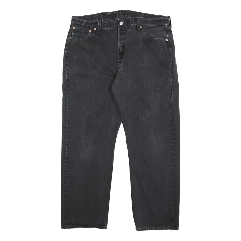 Levi's 501 Mens Jeans Black Regular Straight Denim Medium W37 L30 Classic Button 1