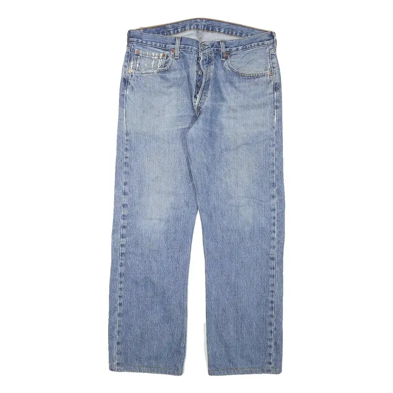 Levi's 501 Mens Jeans Blue Regular Straight Denim Light W32 L28 Classic Button 1