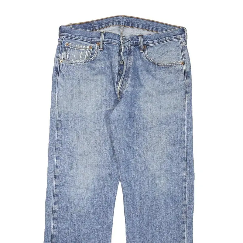 Levi's 501 Mens Jeans Blue Regular Straight Denim Light W32 L28 Classic Button 2
