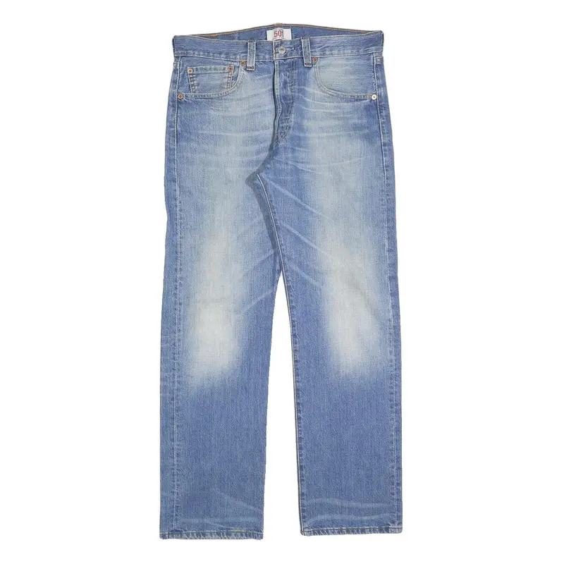 Levi's 501 Mens Jeans Blue Regular Straight Denim Light W32 L30 Classic Button 1