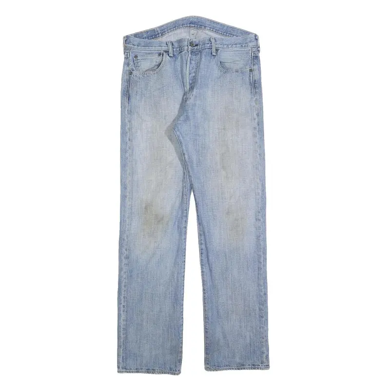 Levi's 501 Mens Jeans Blue Regular Straight Denim Light W34 L32 Classic Button 1