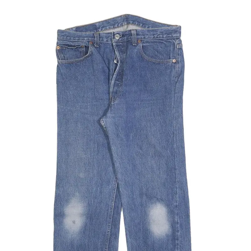 Levi's 501 Mens Jeans Blue Regular Straight Denim Medium W33 L30 Classic Button 2