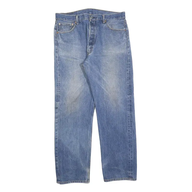 Levi's 501 Mens Jeans Blue Regular Straight Denim Medium W34 L30 Button Fly 1