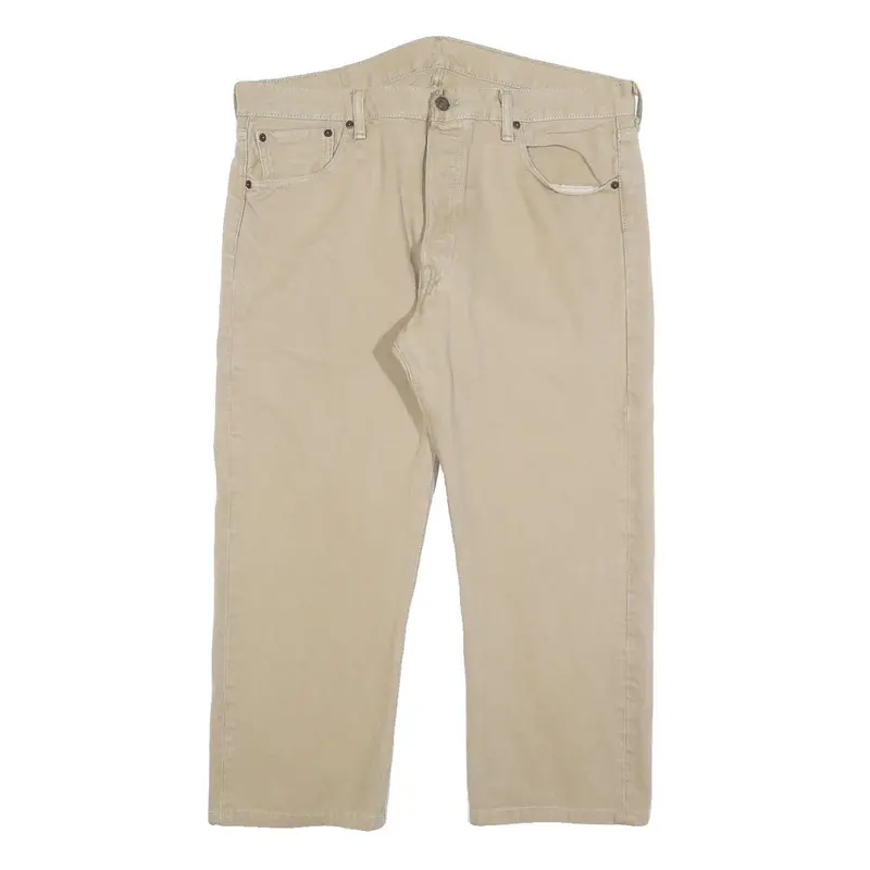 Levi's 501 Mens Regular Fit Beige Denim W36 L24 Classic Button Fly Cotton Blend 1