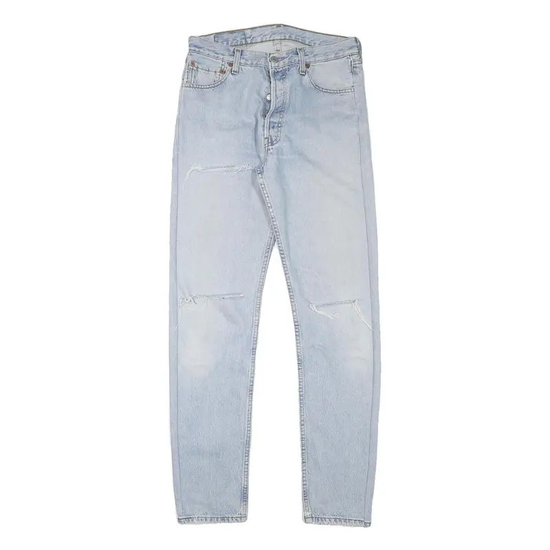 Levi's 501 Womens Jeans Blue Regular Straight Denim Light W29 L30 Distressed 1