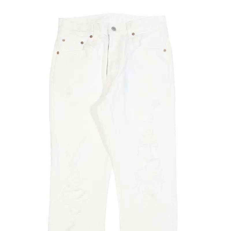 Levi's 501 Womens Jeans White Regular Straight Denim Raw W29 L30 Button Closure 2