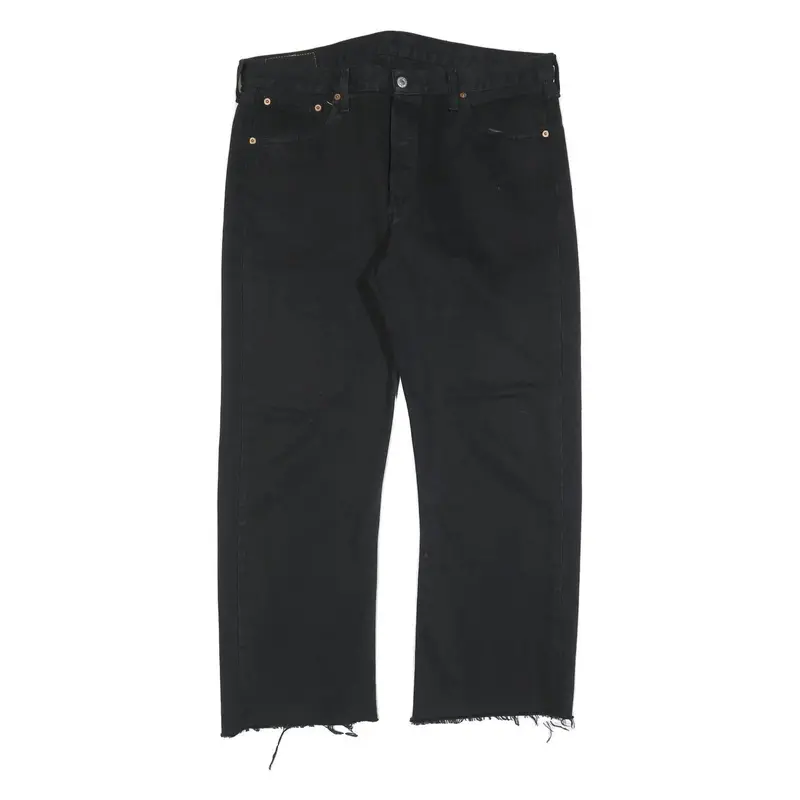 Levi's 501 Womens Regular Black Denim Raw Hem W36 L27 Button Fly Classic Jeans 1