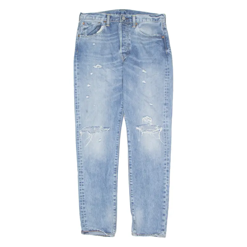 Levi's 501Ct Jeans Distressed Mens Blue Regular Tapered Stone Wash W32 L31 1