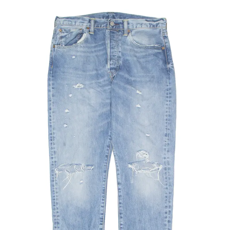 Levi's 501Ct Jeans Distressed Mens Blue Regular Tapered Stone Wash W32 L31 2