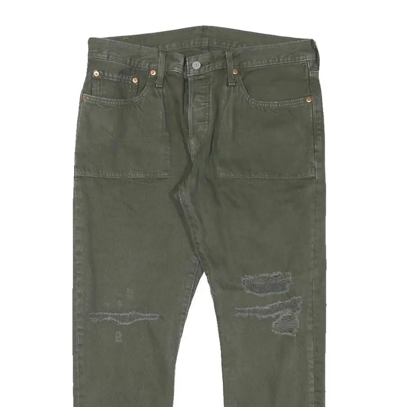 Levi's 501Ct Womens Jeans Green Regular Straight Denim W31 L27 Button Closure 2