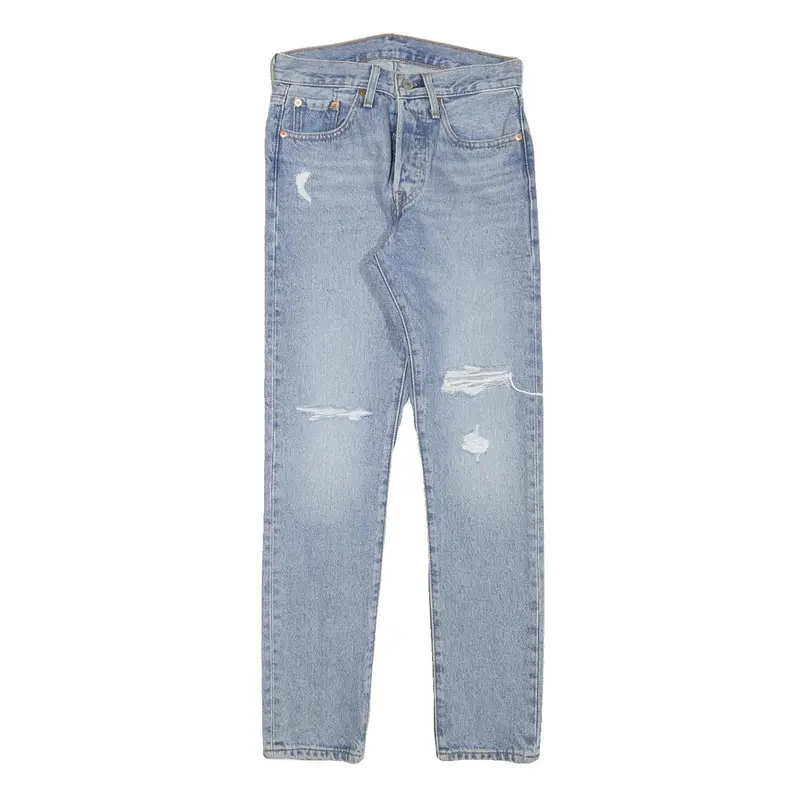 Levi's 501S Womens Jeans Blue Regular Straight Denim Light W26 L28 Distressed 1
