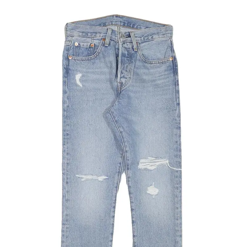 Levi's 501S Womens Jeans Blue Regular Straight Denim Light W26 L28 Distressed 2
