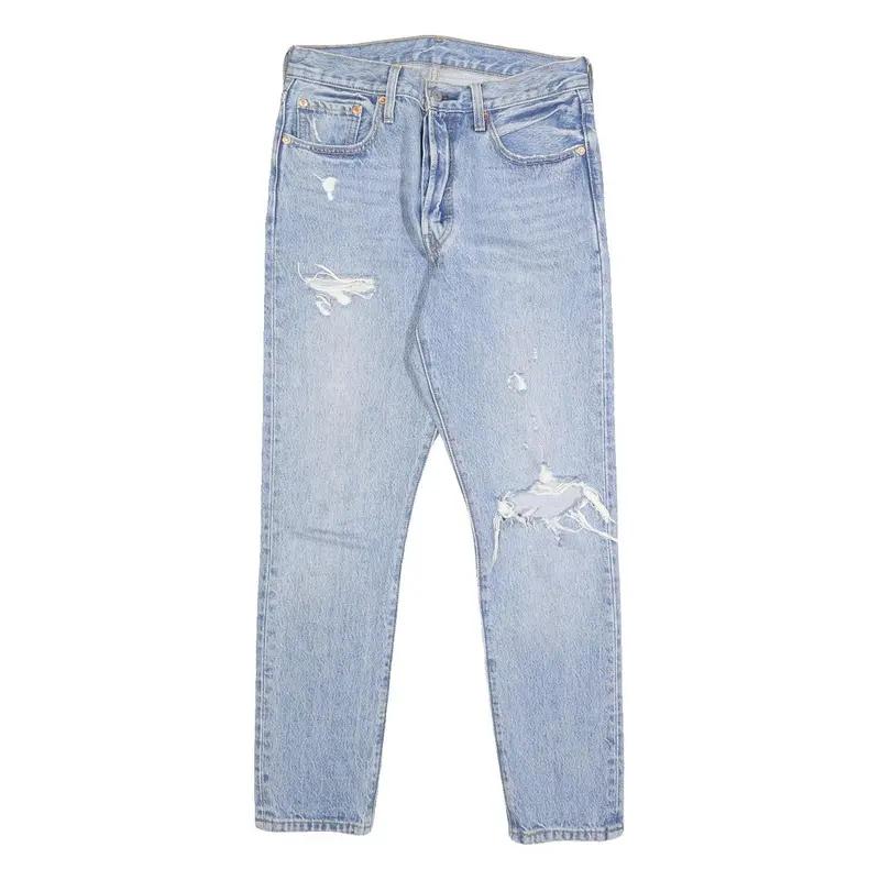 Levi's 501S Womens Jeans Blue Slim Skinny Denim Light W27 L28 Distressed Style 1