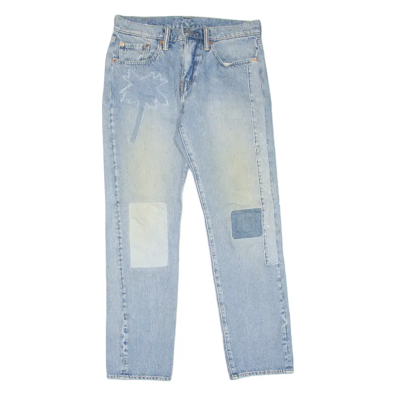Levi's 502 Jeans Customised Mens Blue Regular Tapered Stone Wash W28 L30 1