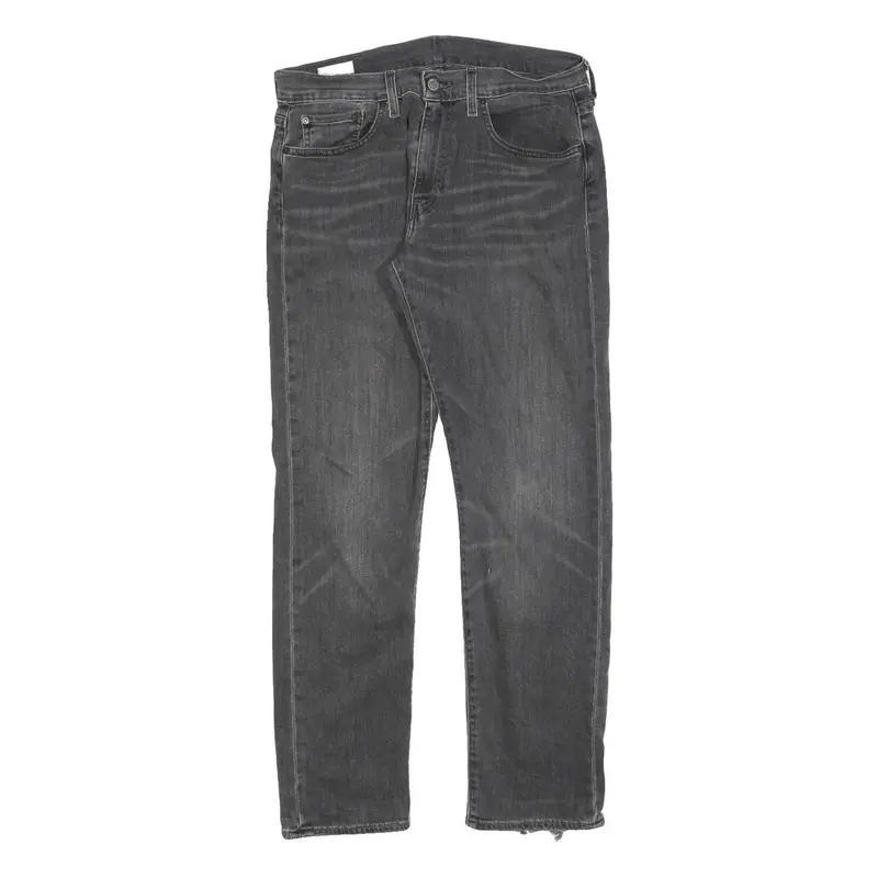Levi's 502 Mens Slim Grey Denim Raw W30 L32 Zip Jeans Distressed Hem 1