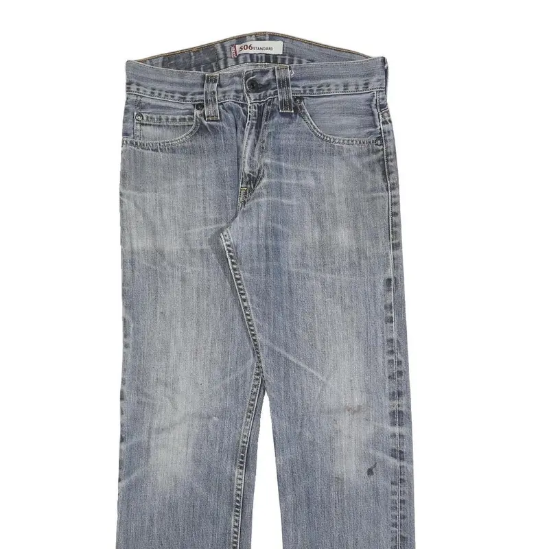 Levi's 506 Mens Jeans Blue Regular Straight Denim Light W30 L32 Classic Zip 2