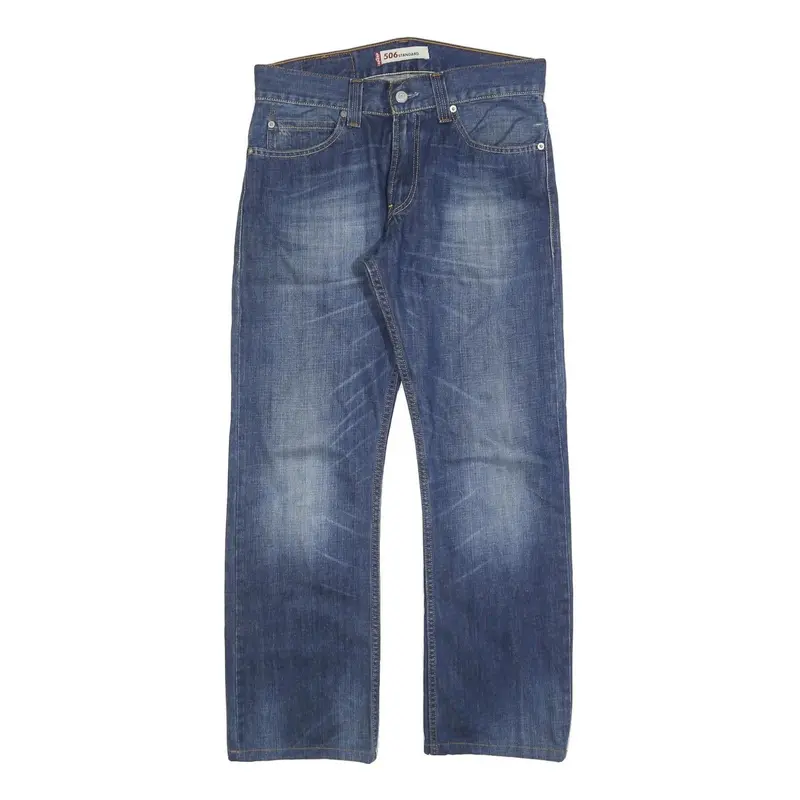 Levi's 506 Mens Regular Blue Denim Medium W30 L28 Classic Fit Zip Jeans 1