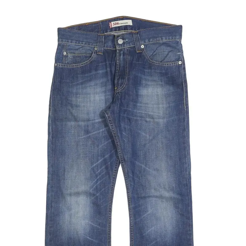 Levi's 506 Mens Regular Blue Denim Medium W30 L28 Classic Fit Zip Jeans 2