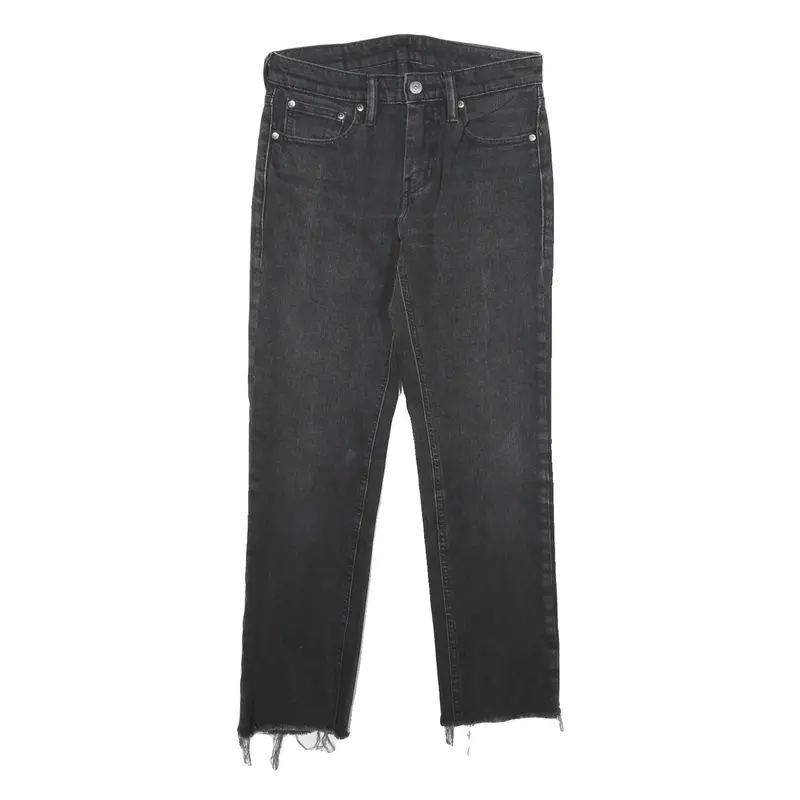 Levi's 511 Slim Mens Jeans Black Denim Slim Straight Raw W28 L27 Distressed Hem 1
