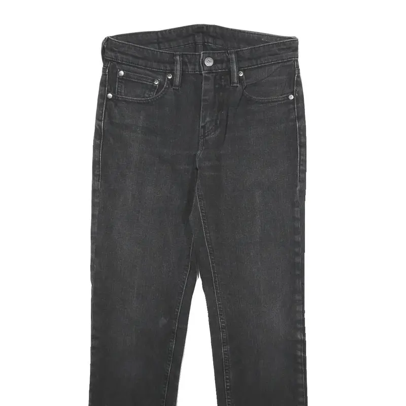 Levi's 511 Slim Mens Jeans Black Denim Slim Straight Raw W28 L27 Distressed Hem 2