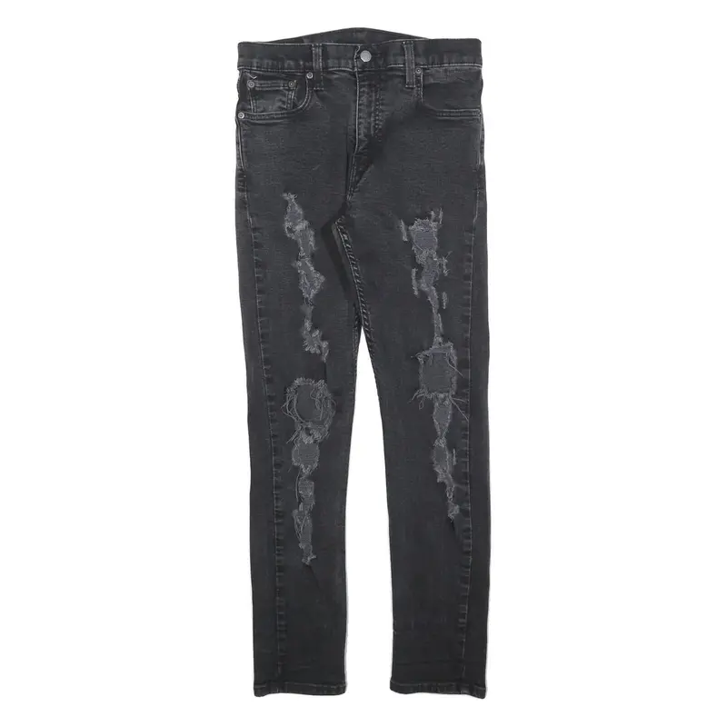 Levi's 512 Tapered Mens Jeans Black Slim Tapered Denim W30 L34 Distressed 1