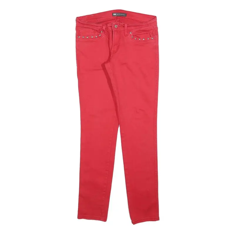 Levi's 524 Womens Jeans Red Slim Skinny Denim W29 L32 Studded Detail Zip 1