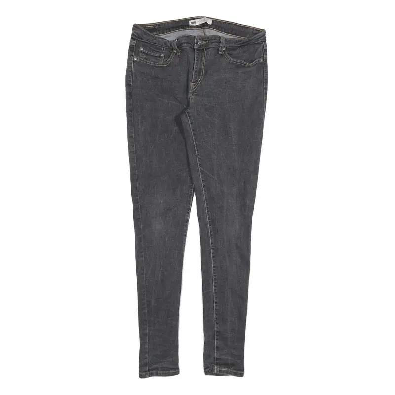 Levi's 535 Womens Slim Black Denim Raw W32 L32 Slim Fit Jeans Skinny 1