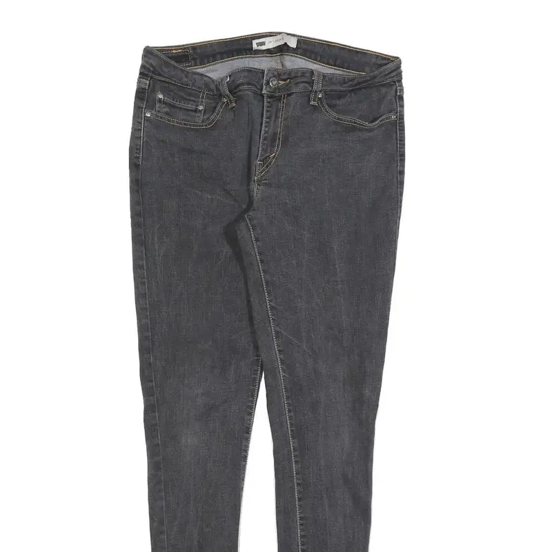 Levi's 535 Womens Slim Black Denim Raw W32 L32 Slim Fit Jeans Skinny 2
