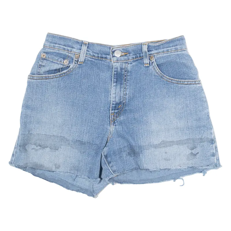 Levi's 550 Stretch Tapered Cut Offs Womens Denim Shorts Blue L W26 1