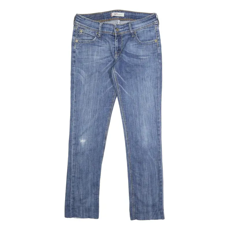 Levi's 571 Womens Slim Blue Denim Light W30 L28 Slim Fit Zip Jeans 1
