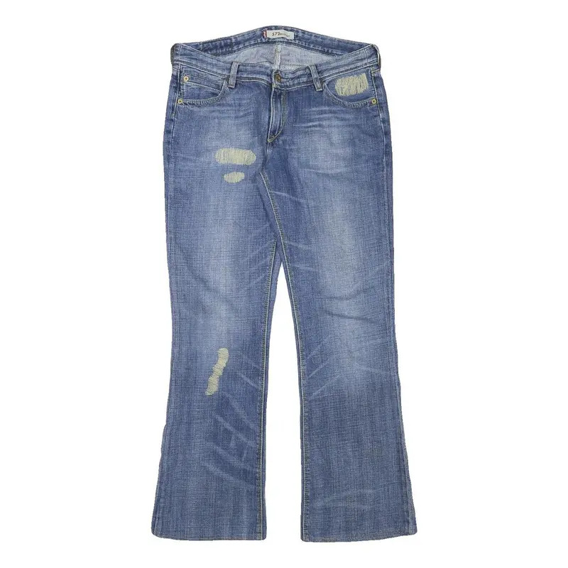 Levi's 572 Womens Jeans Blue Regular Straight Denim Medium W32 L30 Distressed 1