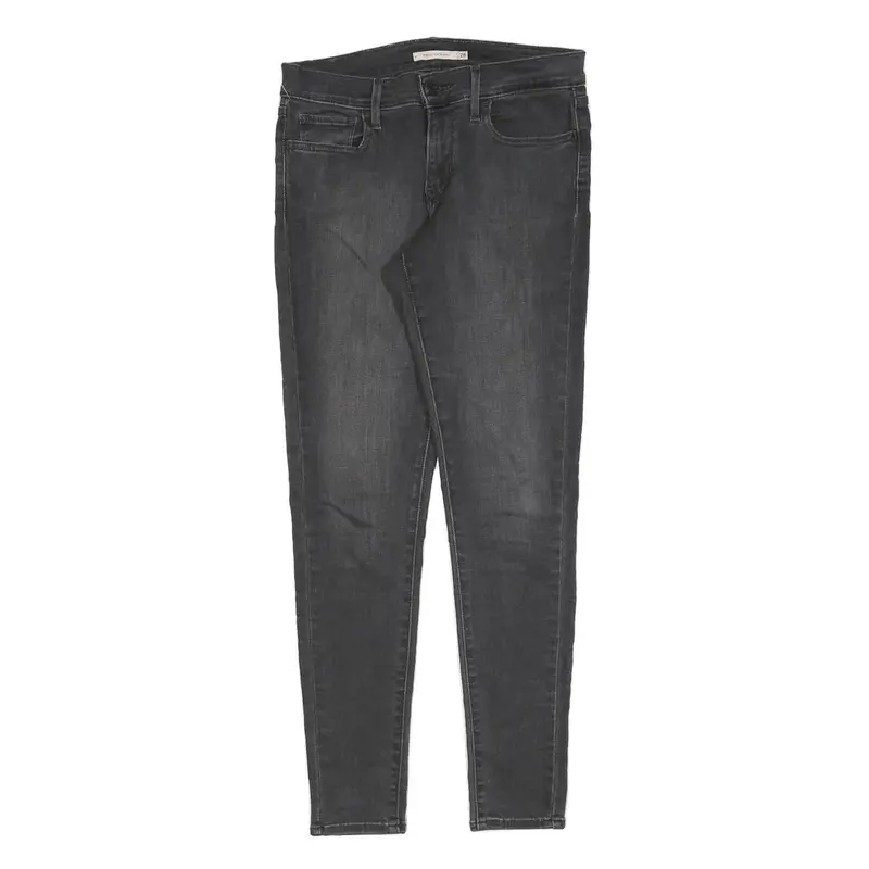 Levi's 710 Womens Slim Black Denim Raw Cotton Blend Jeans W28 L30 Skinny Fit 1
