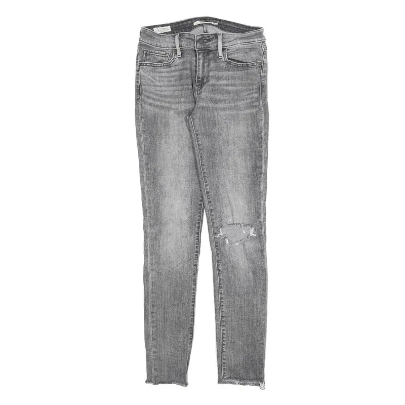 Levi's 711 Big E Womens Slim Skinny Denim Light W26 L28 Distressed Zip Jeans 1