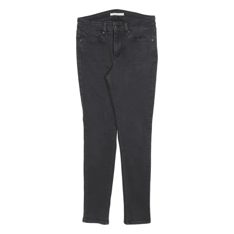 Levi's 711 Womens Jeans Black Slim Skinny Denim Medium W27 L28 Zip Closure 1