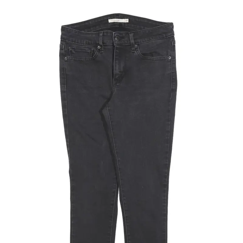 Levi's 711 Womens Jeans Black Slim Skinny Denim Medium W27 L28 Zip Closure 2
