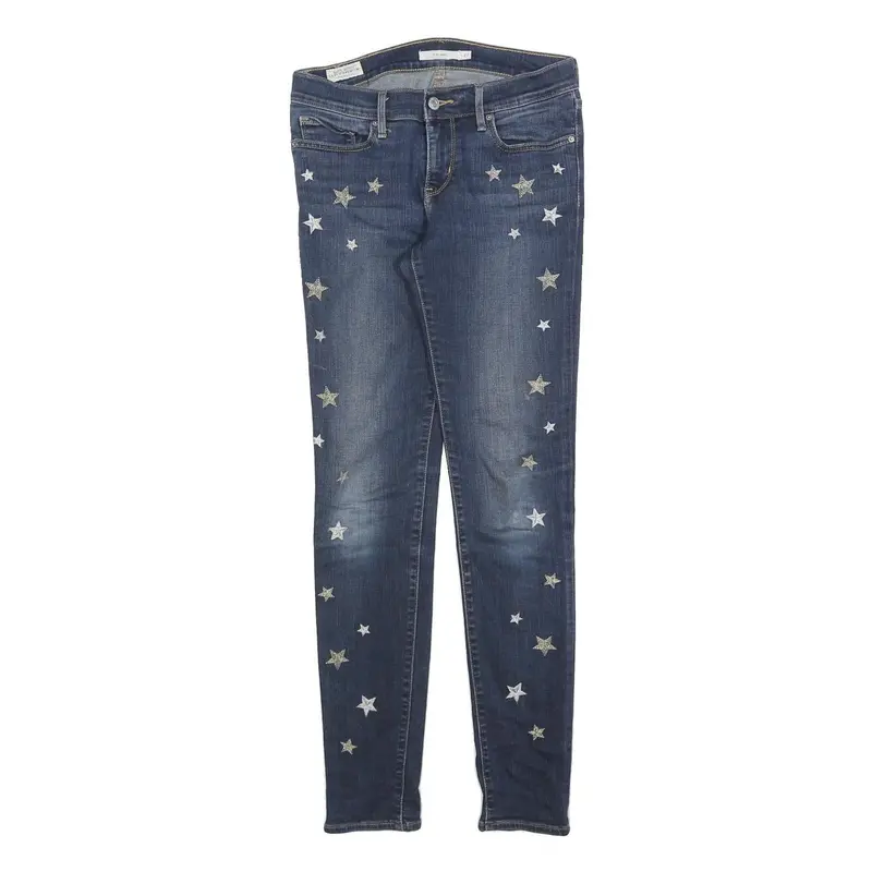 Levi's 711 Womens Jeans Blue Slim Skinny Denim Medium W27 L30 Star Embroidered 1