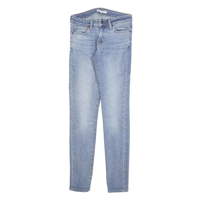 Levi's 711 Womens Slim Blue Denim Light W25 L32 Skinny Jeans Zip Cotton Blend 1
