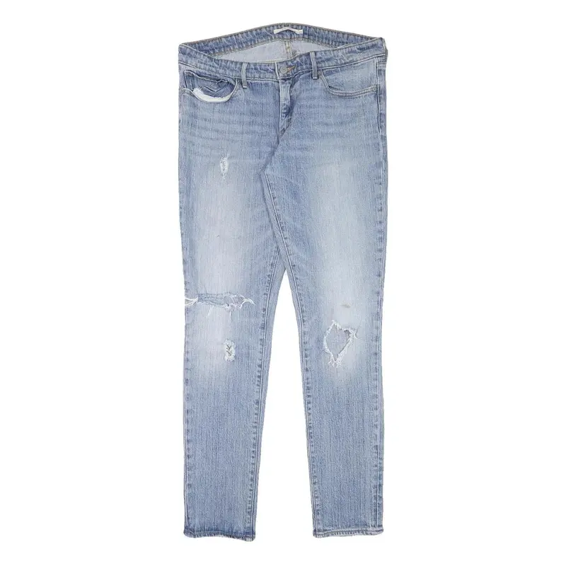 Levi's 711 Womens Slim Blue Denim Light W34 L31 Ripped Skinny Jeans Cotton Blend 1