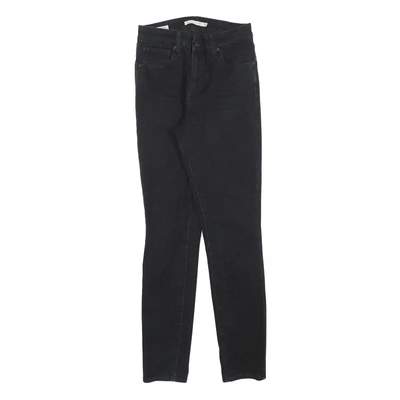 Levi's 721 Big E Womens Jeans Black Slim Skinny Denim W25 L28 Zip Cotton Blend 1
