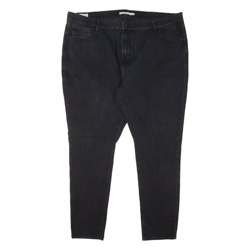Levi's 721 High Rise Big E Womens Jeans Black Slim Skinny W42 L28 1
