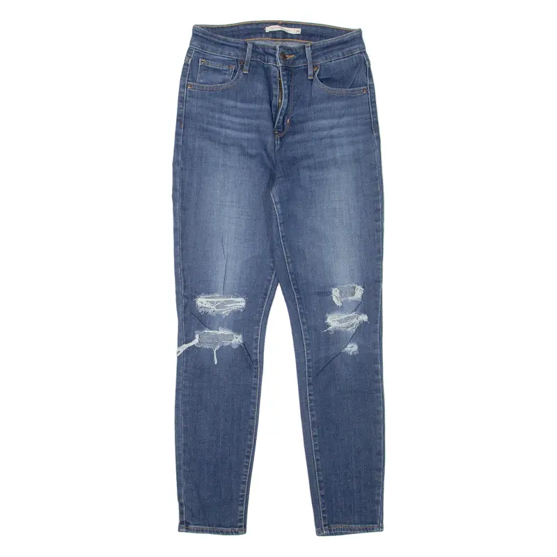 Levi's 721 High Rise Distressed Womens Jeans Blue Slim Skinny W26 L27 1