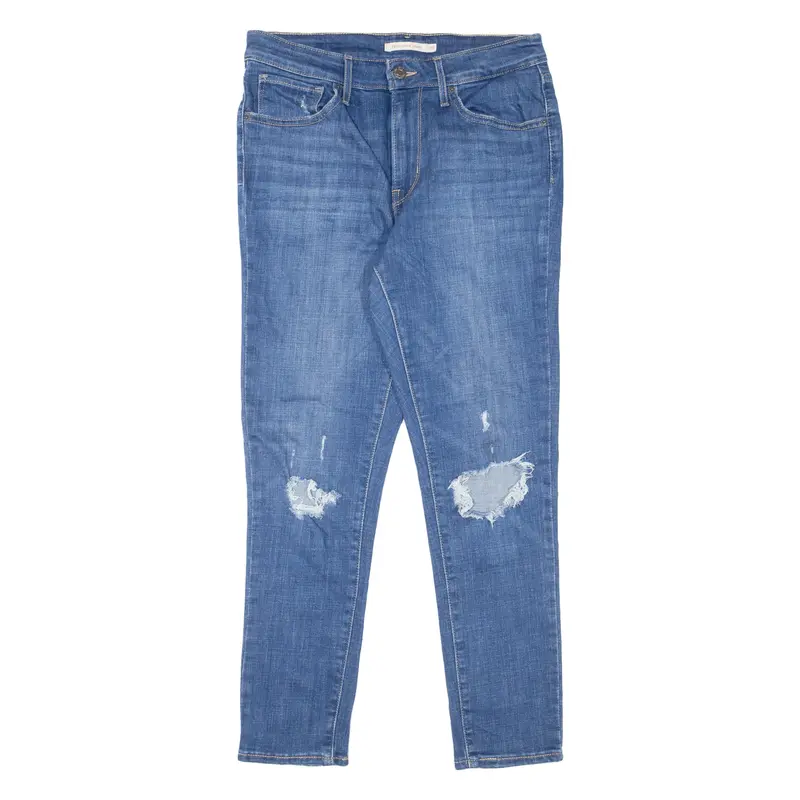 Levi's 721 High Rise Distressed Womens Jeans Blue Slim Skinny W30 L26 1