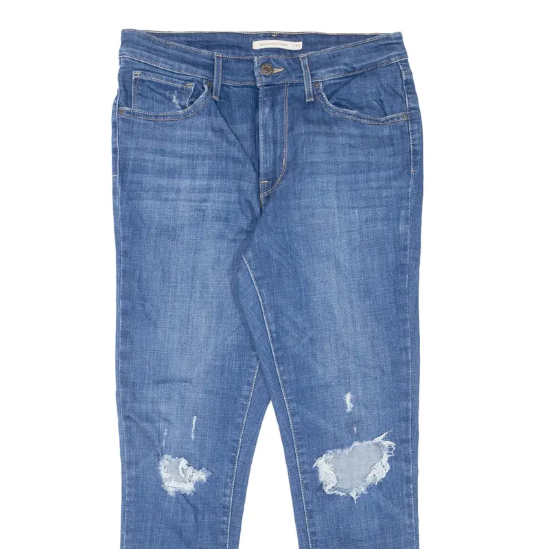Levi's 721 High Rise Distressed Womens Jeans Blue Slim Skinny W30 L26 2