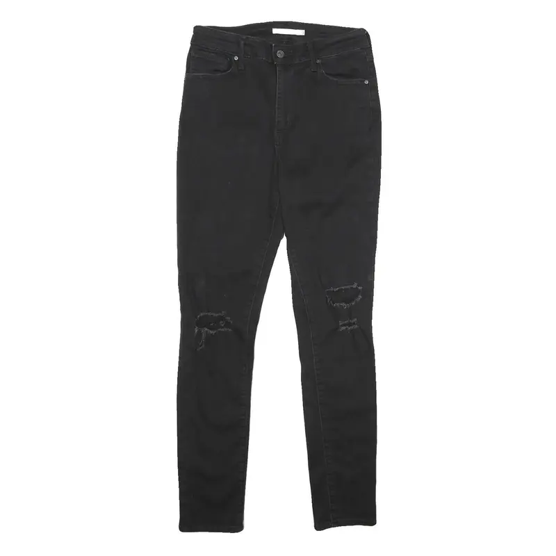 Levi's 721 High Rise Skinny Womens Black Slim Denim W29 L30 Ripped Knee Jeans 1