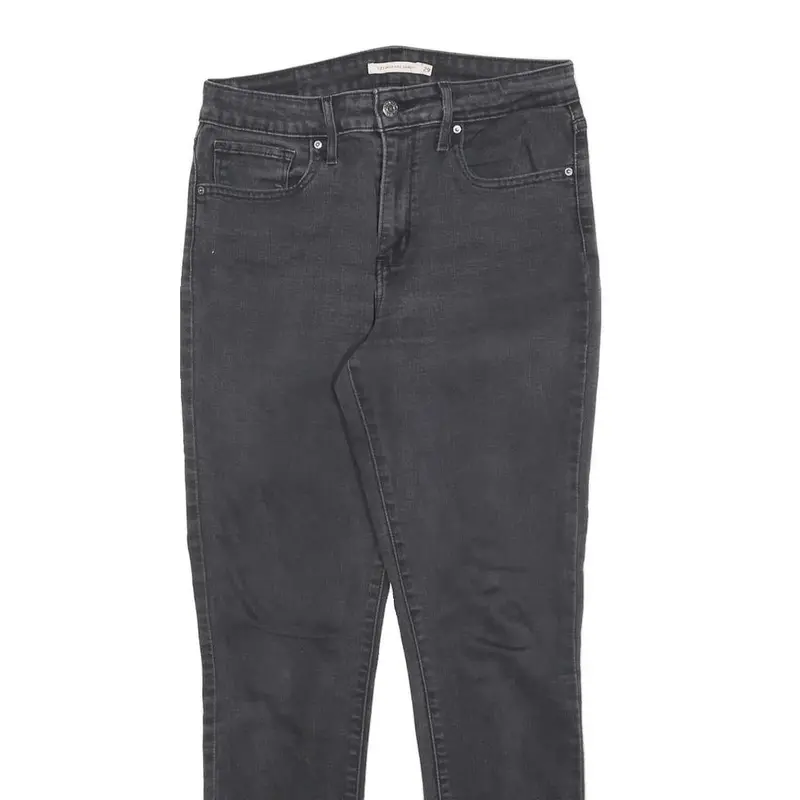 Levi's 721 Womens Jeans Black Slim Skinny Denim Medium W29 L30 Stretch 2